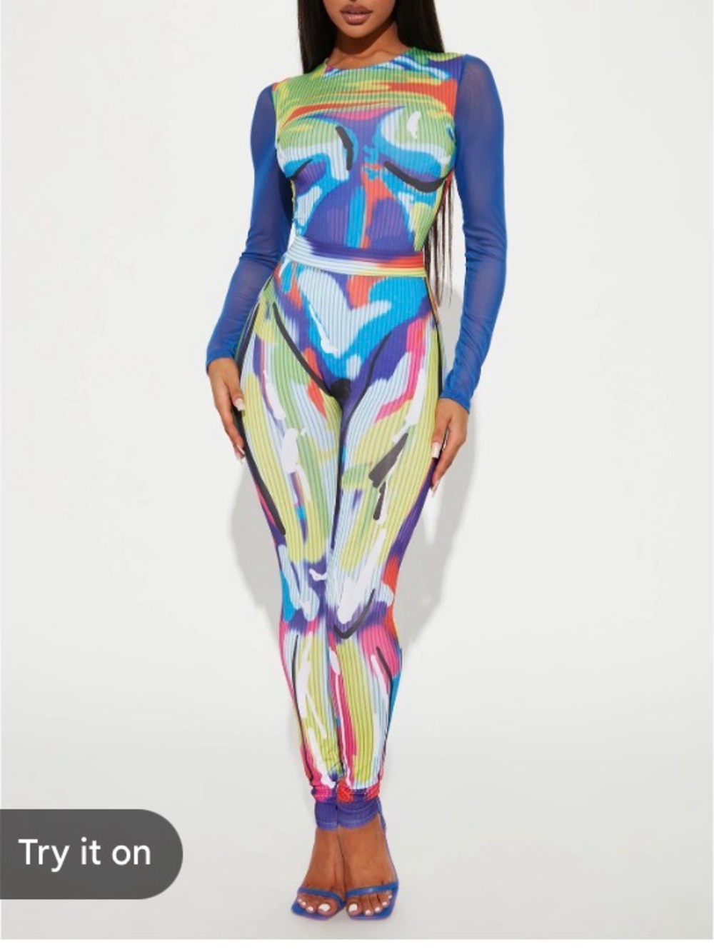 Fashion Nova Body Is Art Legging Set NWT Size Small Mesh Sleeve Bodysuit Set